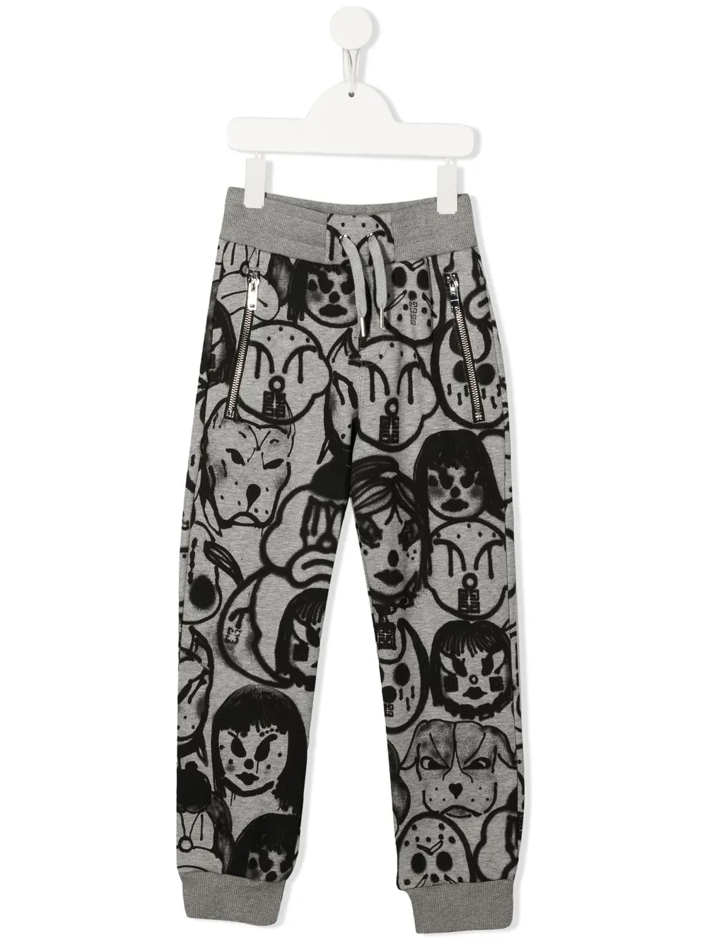 Givenchy Graphic Print Cotton Track Pants In Grey