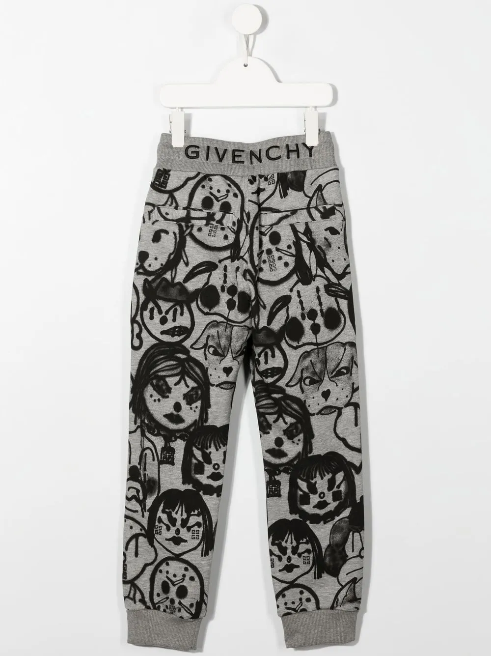Givenchy Graphic Print Cotton Track Pants In Grey