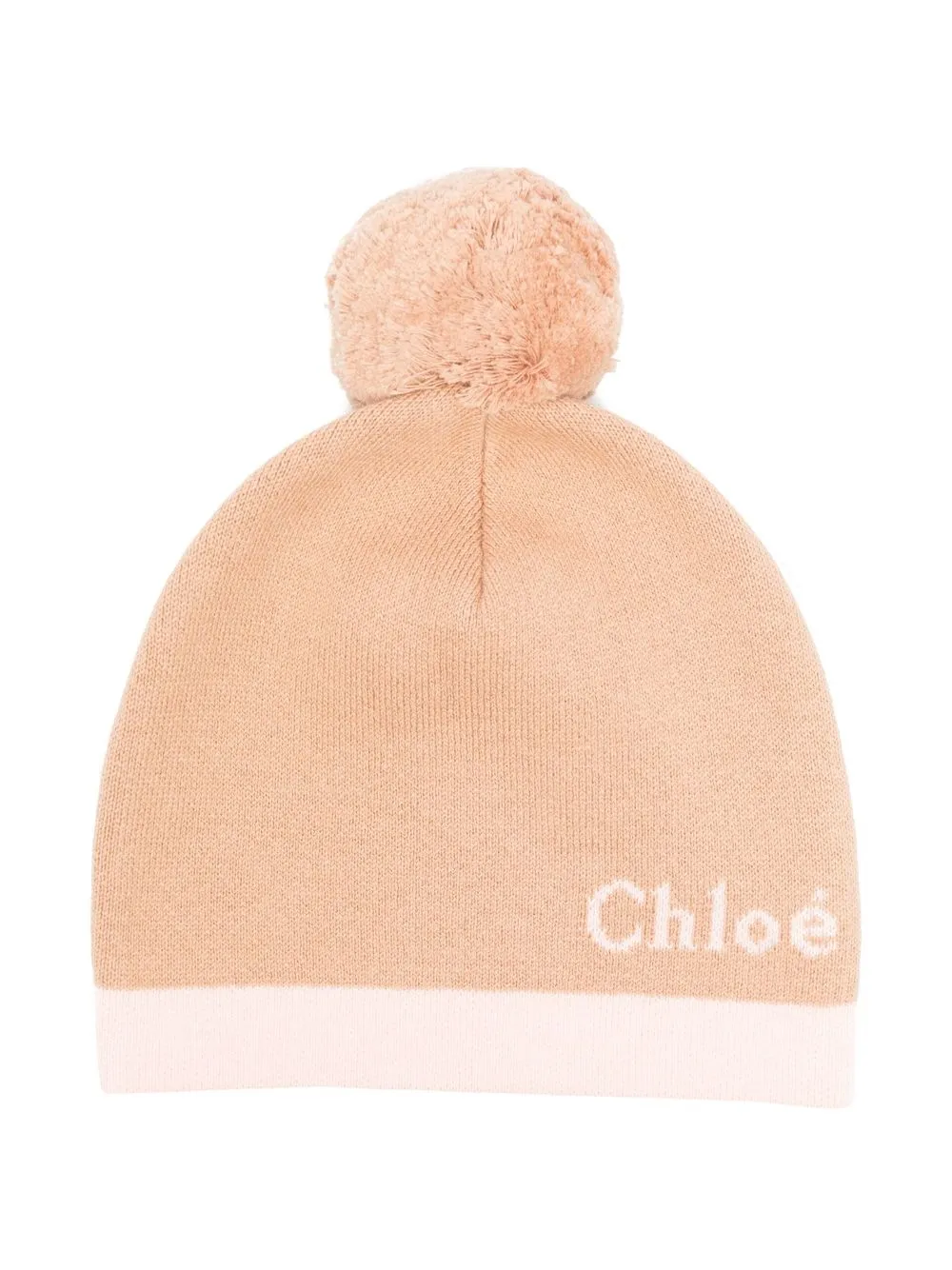 

Chloé Kids gorro tejido con logo en jacquard - Neutro