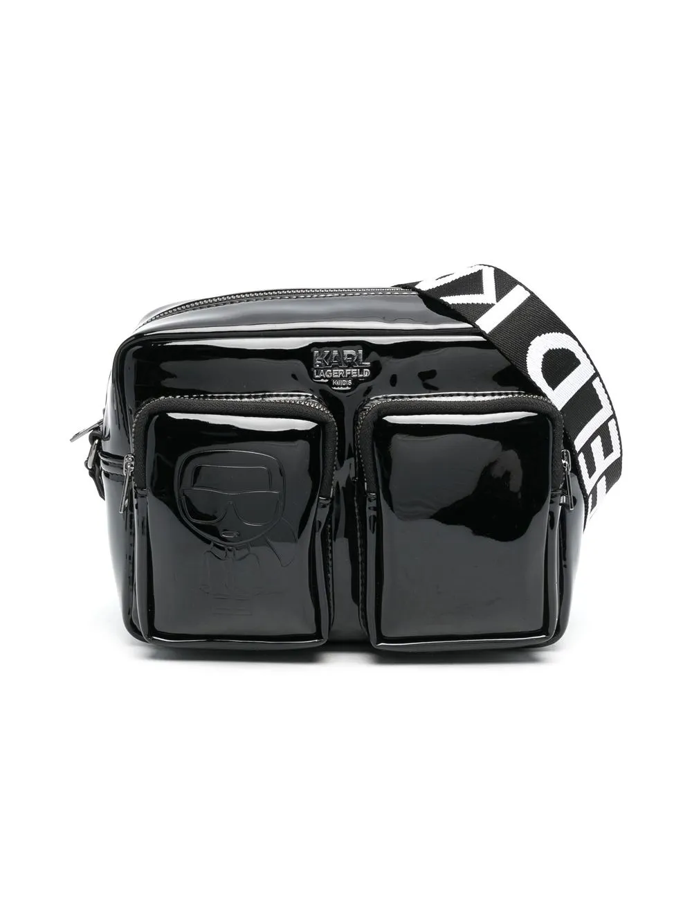 

Karl Lagerfeld Kids bolsa de hombros de charol - Negro