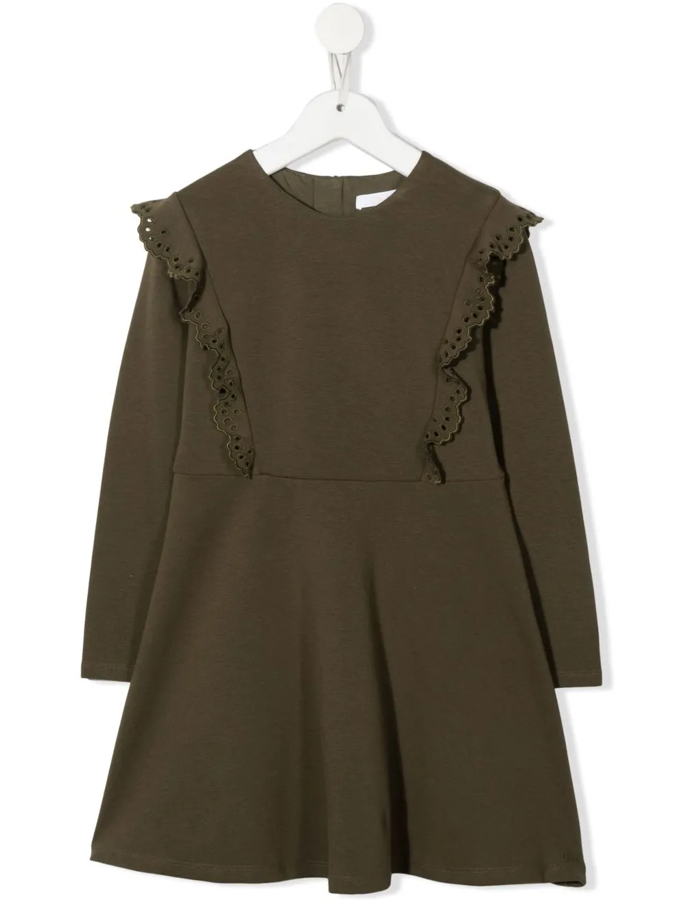 

Chloé Kids vestido con bordado inglés - Verde