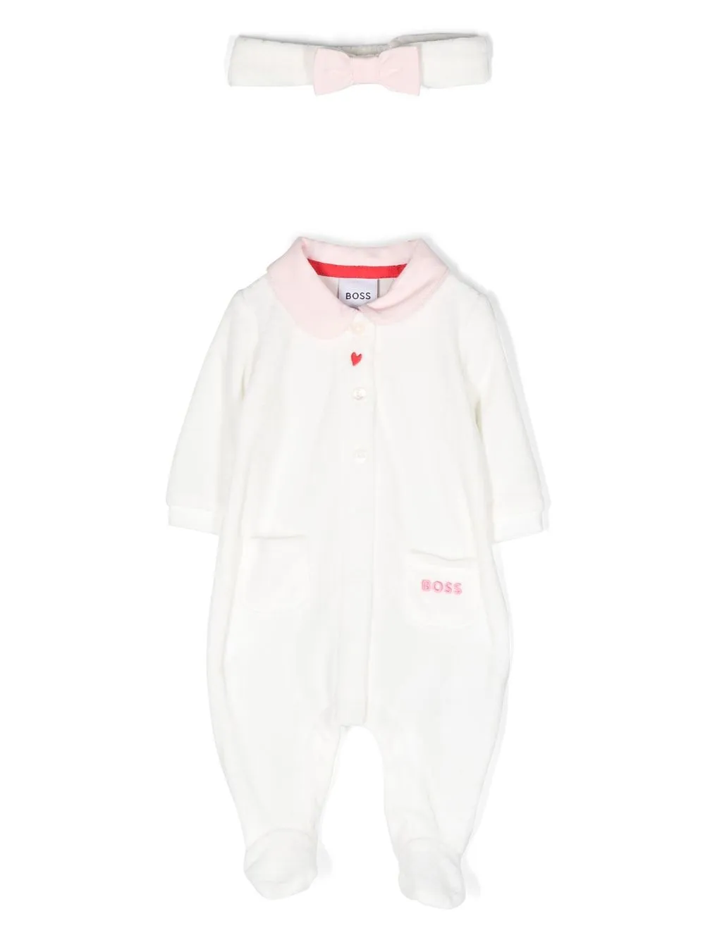 

BOSS Kidswear pijama con logo bordado - Blanco