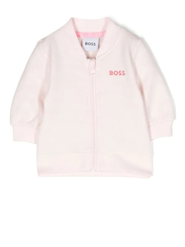 BOSS Kidswear embroidered-logo zip-up 