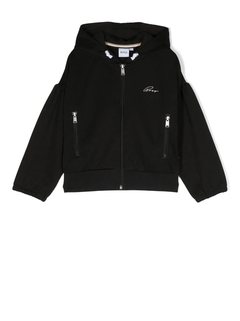 

BOSS Kidswear hoodie con logo estampado y cierre - Negro