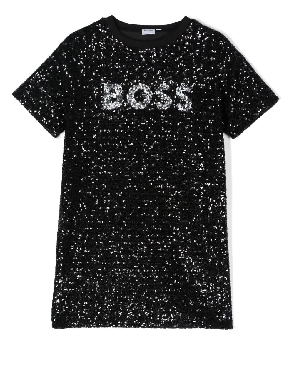 

BOSS Kidswear vestido estilo playera con logo de lentejuelas - Negro