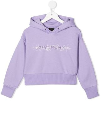 Givenchy Kids logo print Drawstring Hoodie Farfetch