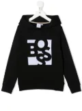 BOSS Kidswear logo-print fleece hoodie - Black