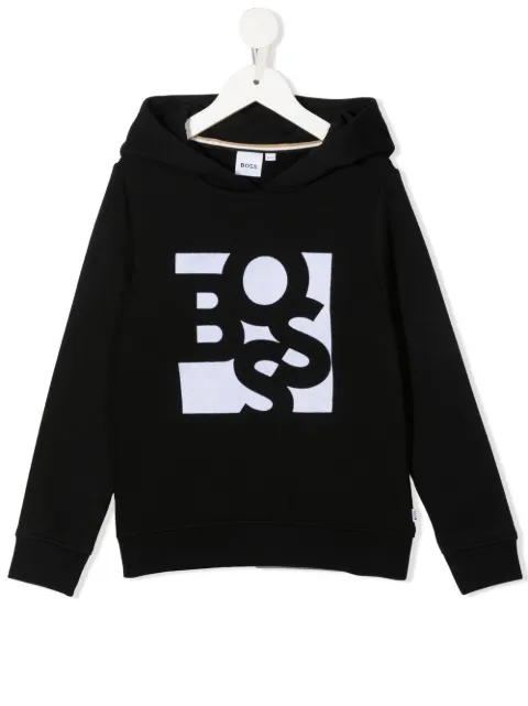 BOSS Kidswear logo-print fleece hoodie