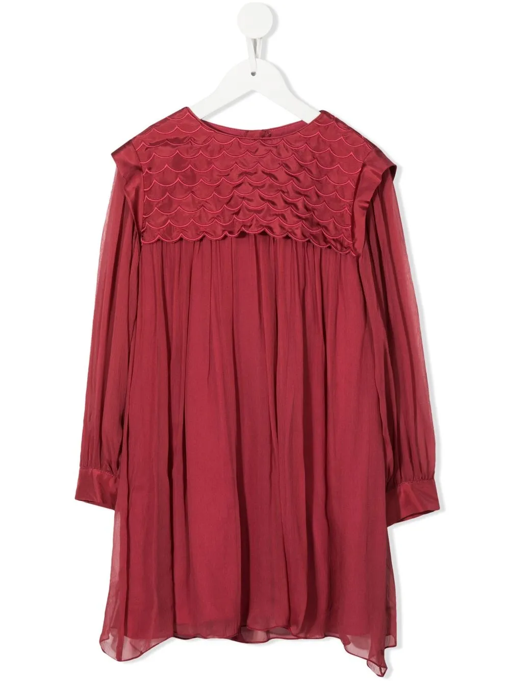 

Chloé Kids ruffle-detail silk ceremony dress - Pink