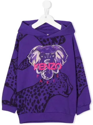 Kenzo Kids Seasonal Elephant Cotton Hoodie Farfetch