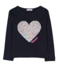 Billieblush sequinned-heart long-sleeve T-shirt - Blue