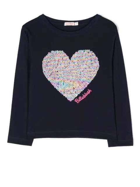Billieblush sequinned-heart long-sleeve T-shirt