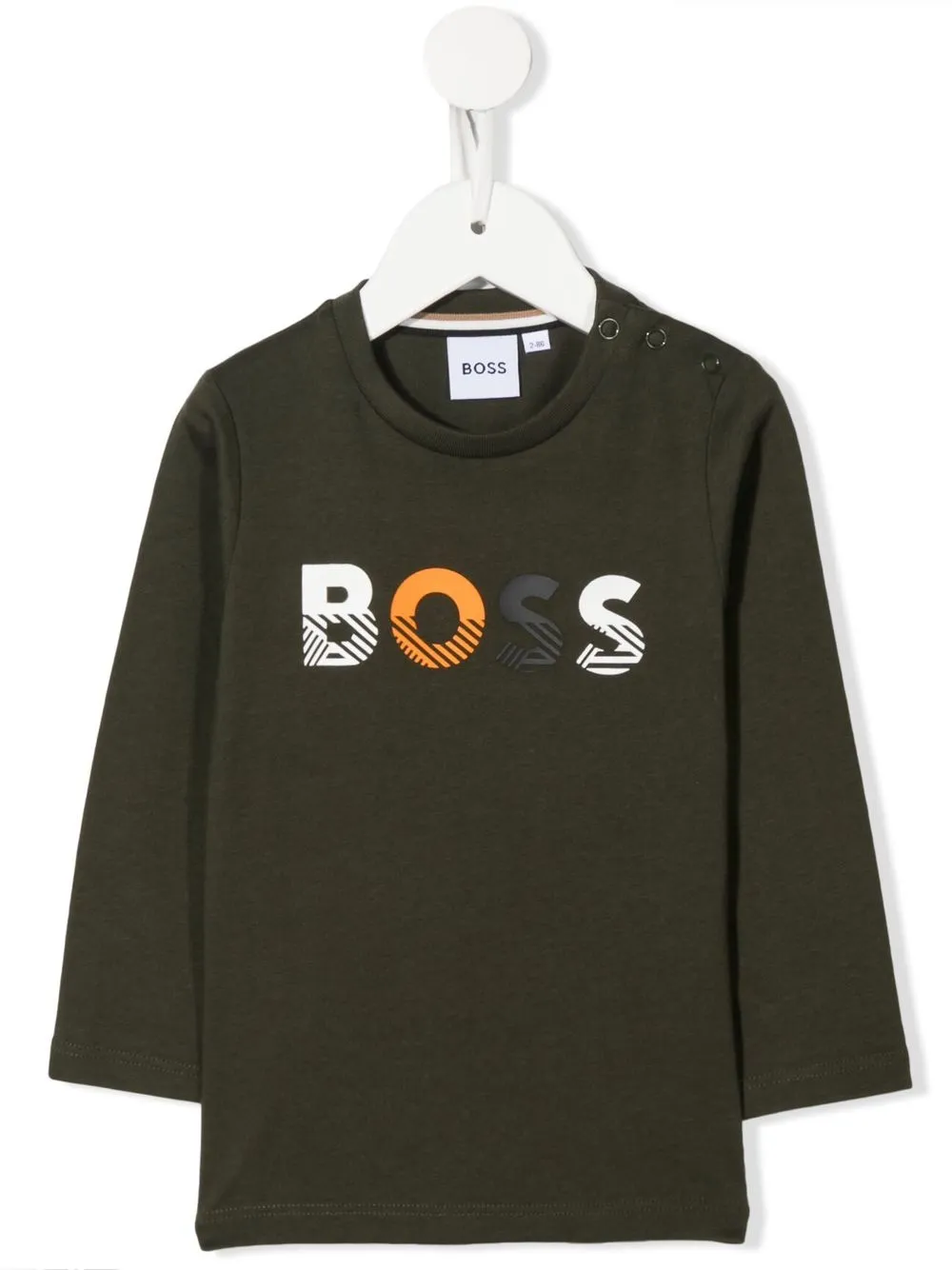 

BOSS Kidswear playera manga larga con logo estampado - Verde