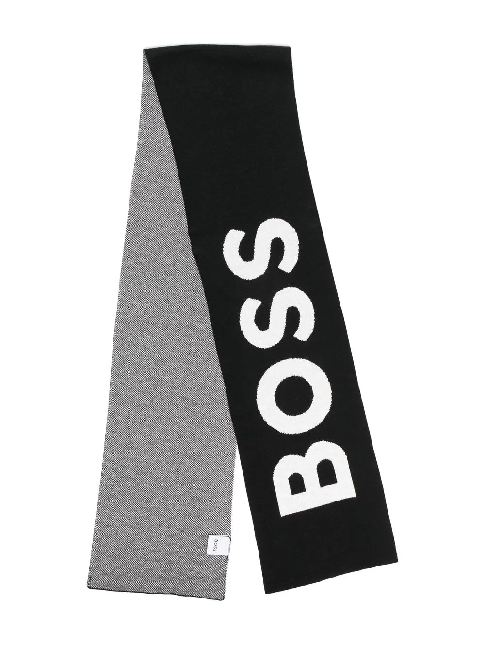 

BOSS Kidswear mascada tejida con logo en intarsia - Negro