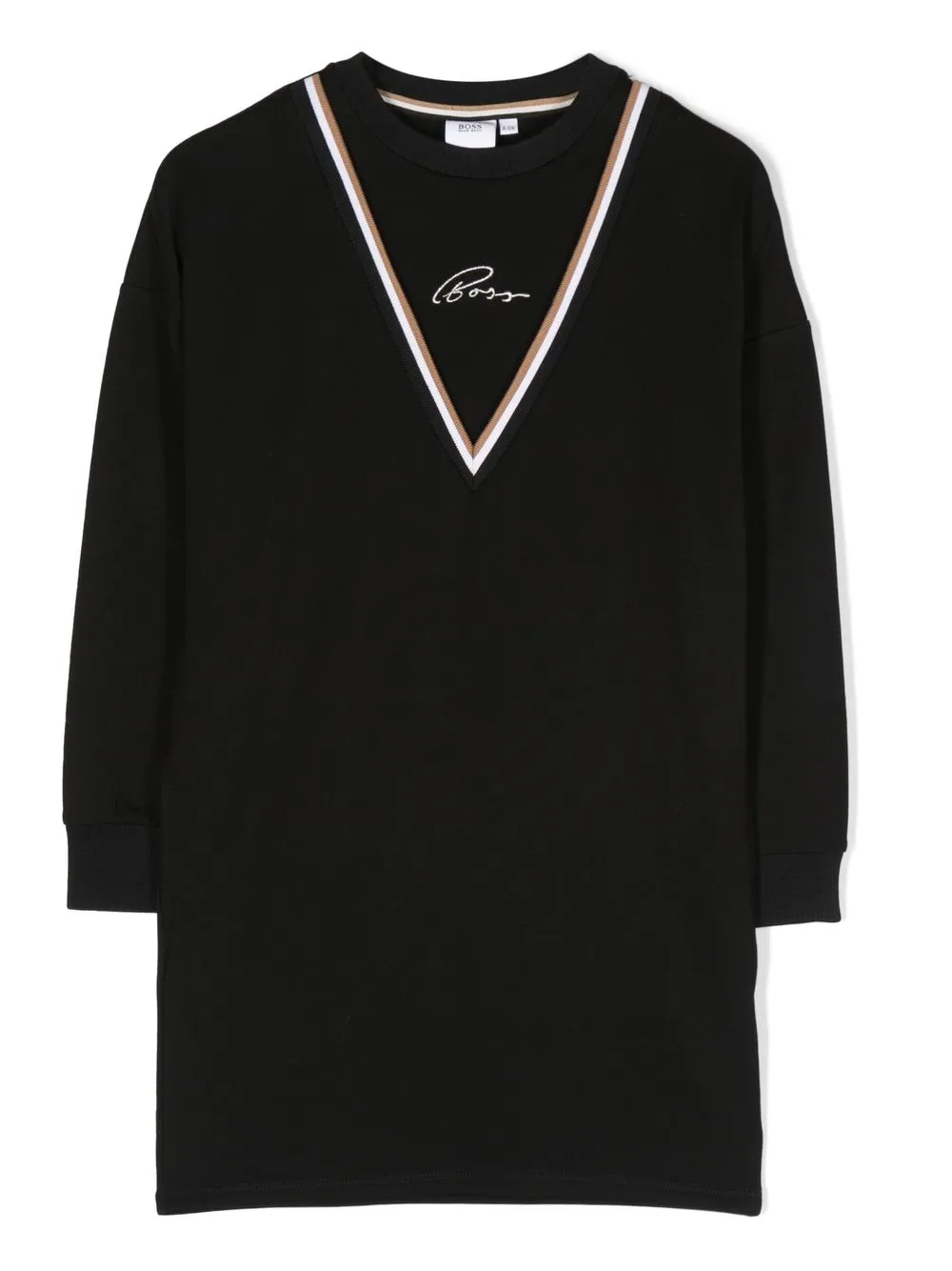 

BOSS Kidswear embroidered-logo jersey dress - Black