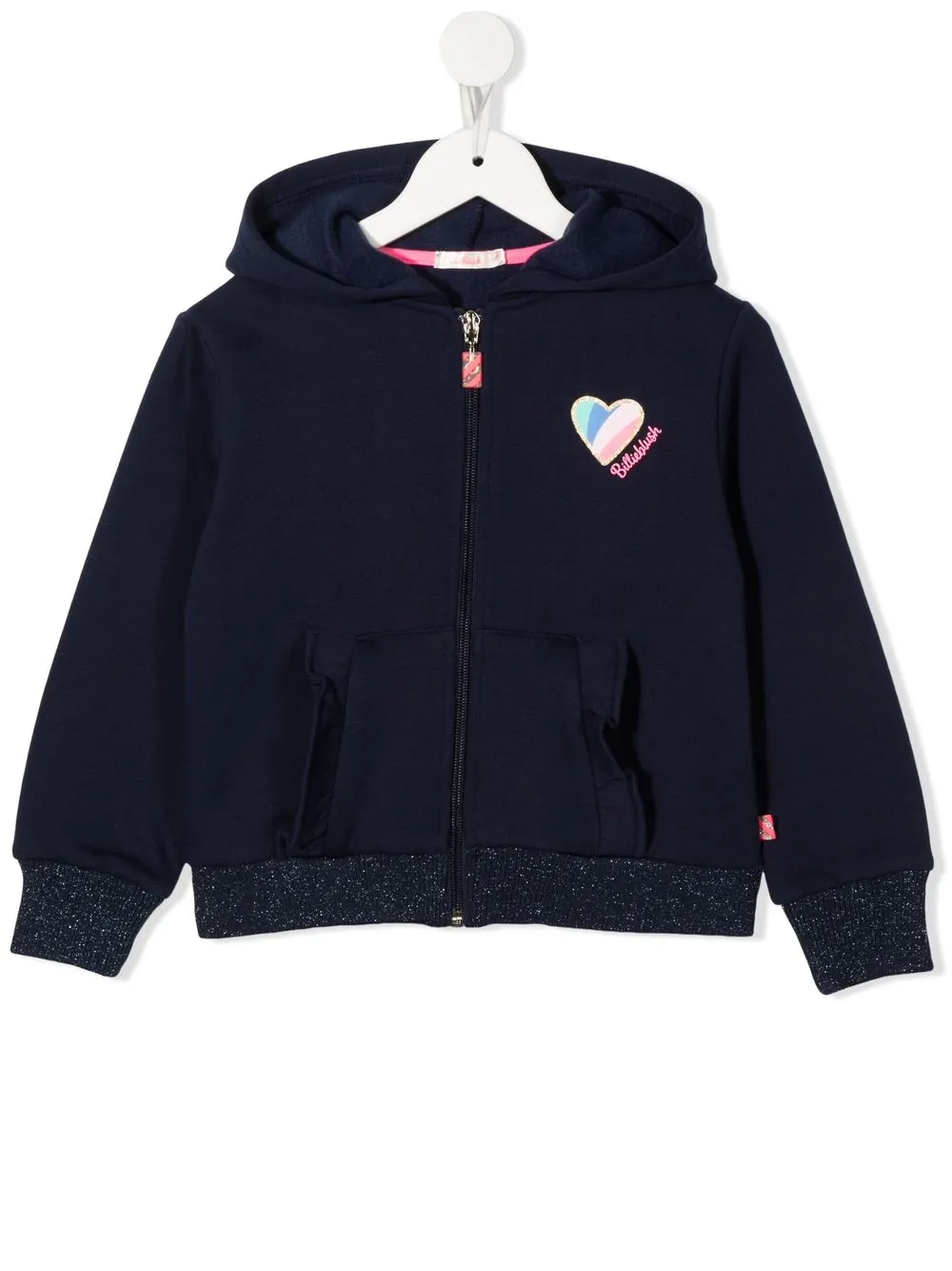 

Billieblush hoodie con logo bordado y cierre - Azul