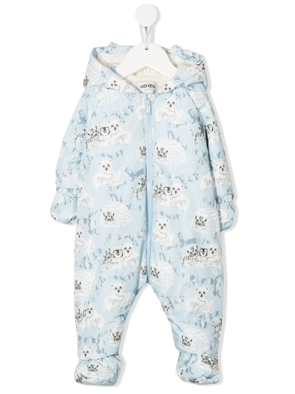 

Kenzo Kids animal-print hooded snowsuit - Blue