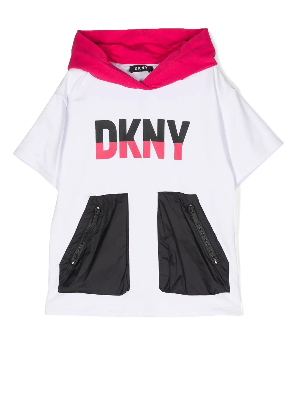 

Dkny Kids playera con capucha y logo estampado - Blanco