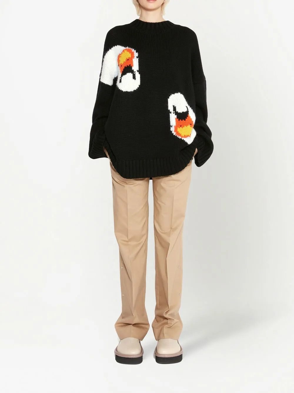 JW Anderson Trui met zwaanpatroon - Zwart