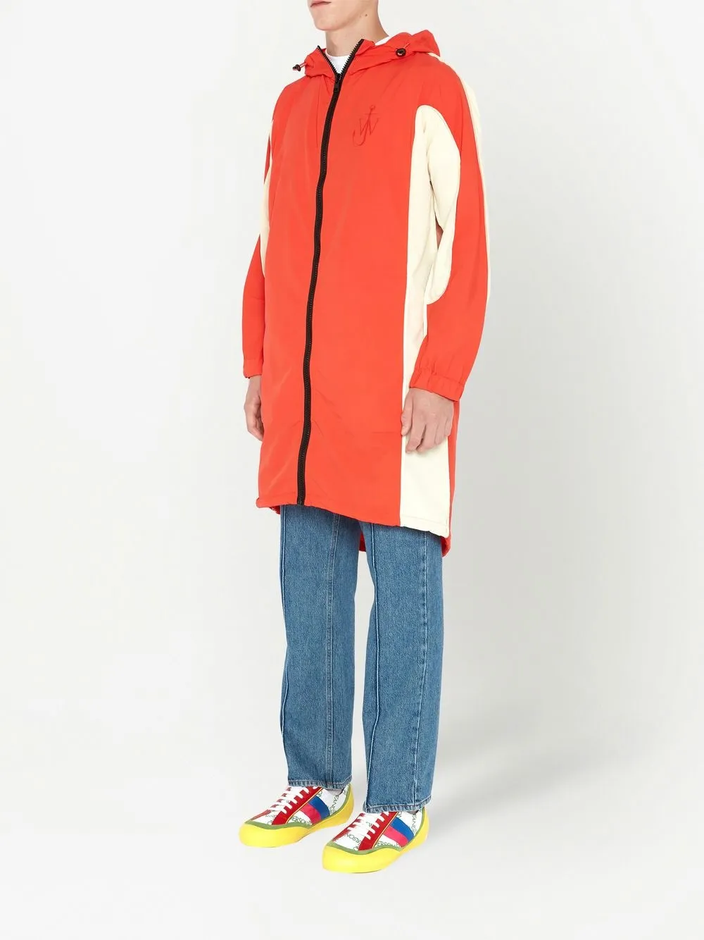 Cheap JW Anderson logo-embroidered colour-block parka Men
