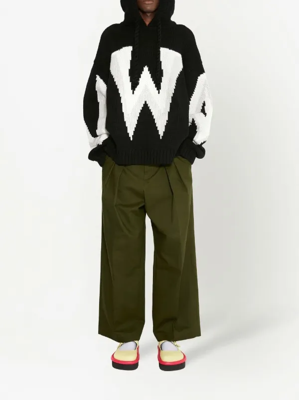 JW Anderson フロントタック ワイドフィット パンツ | グリーン