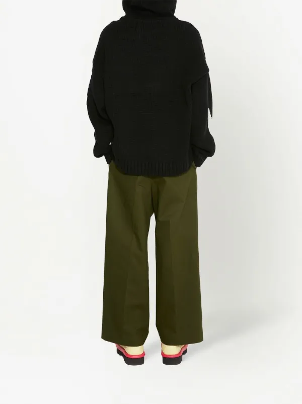 JW Anderson フロントタック ワイドフィット パンツ | グリーン