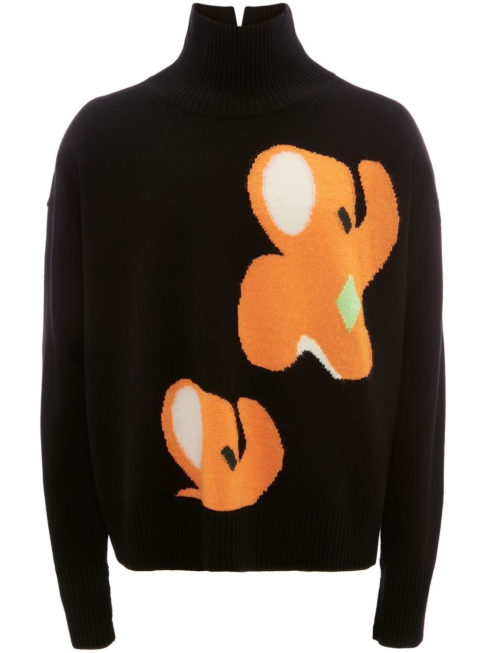 

JW Anderson elephant-intarsia roll neck jumper - Black