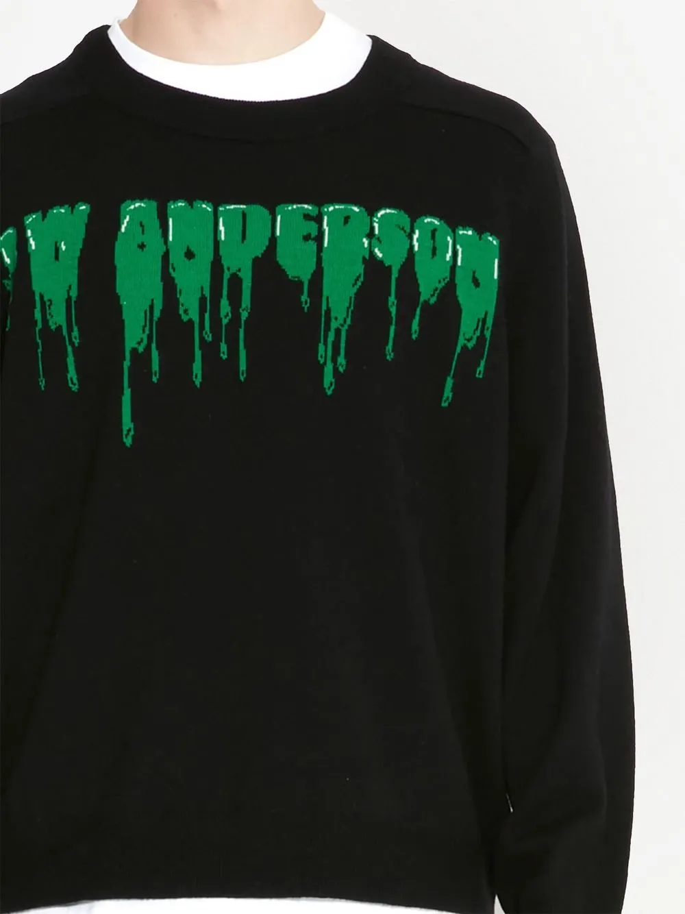 Jw Anderson Black And Green Merino Wool Jumper In Black