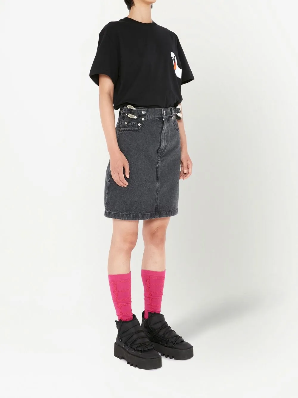 Cheap JW Anderson chain-link detail denim skirt Women