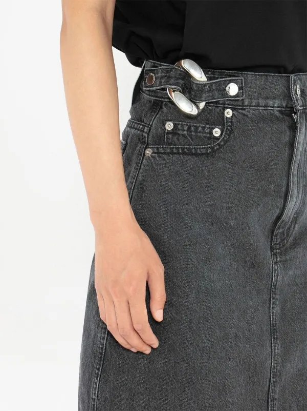 Denim skirt with cheap chains