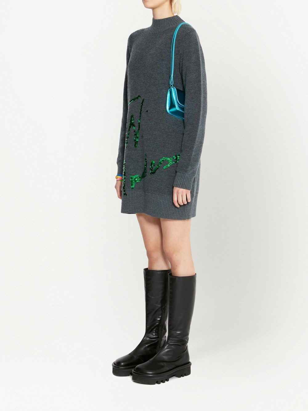 JW Anderson sequins-logo knitted minidress Women