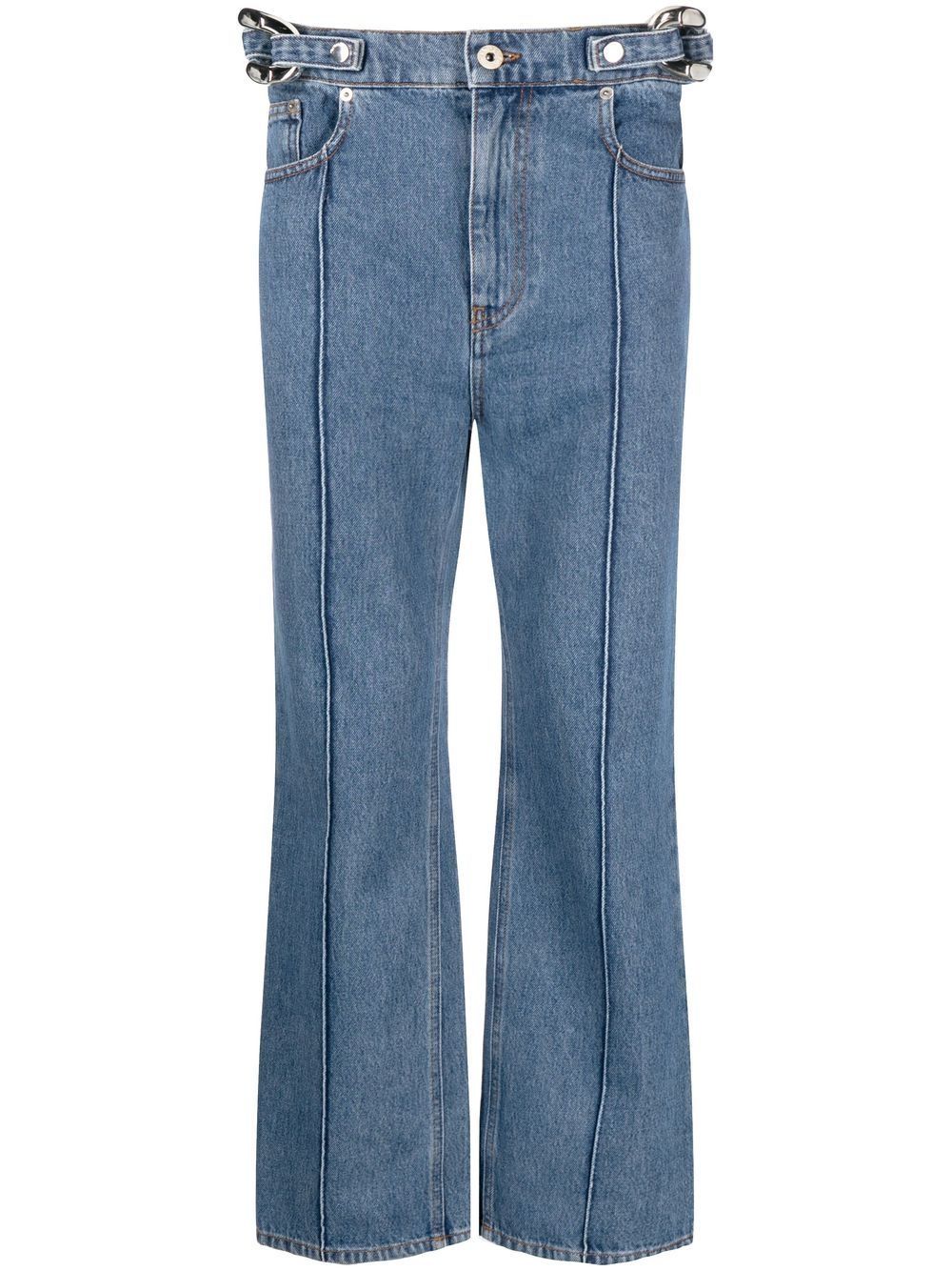 Shop Jw Anderson Chain-link Detailed Straight-leg Jeans In Blue