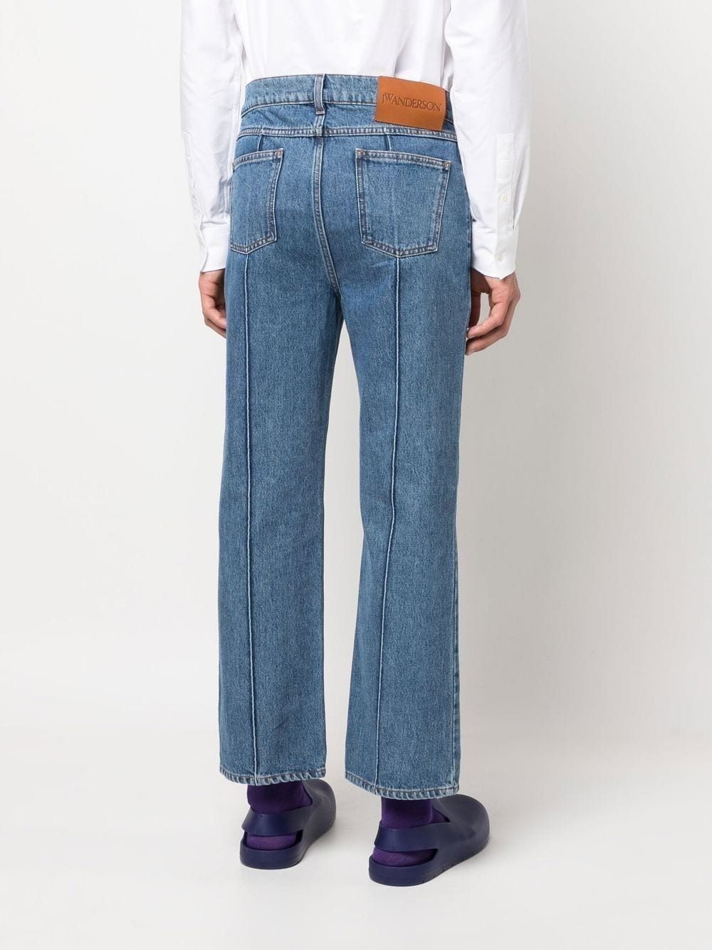 Shop Jw Anderson Chain-link Detailed Straight-leg Jeans In Blue