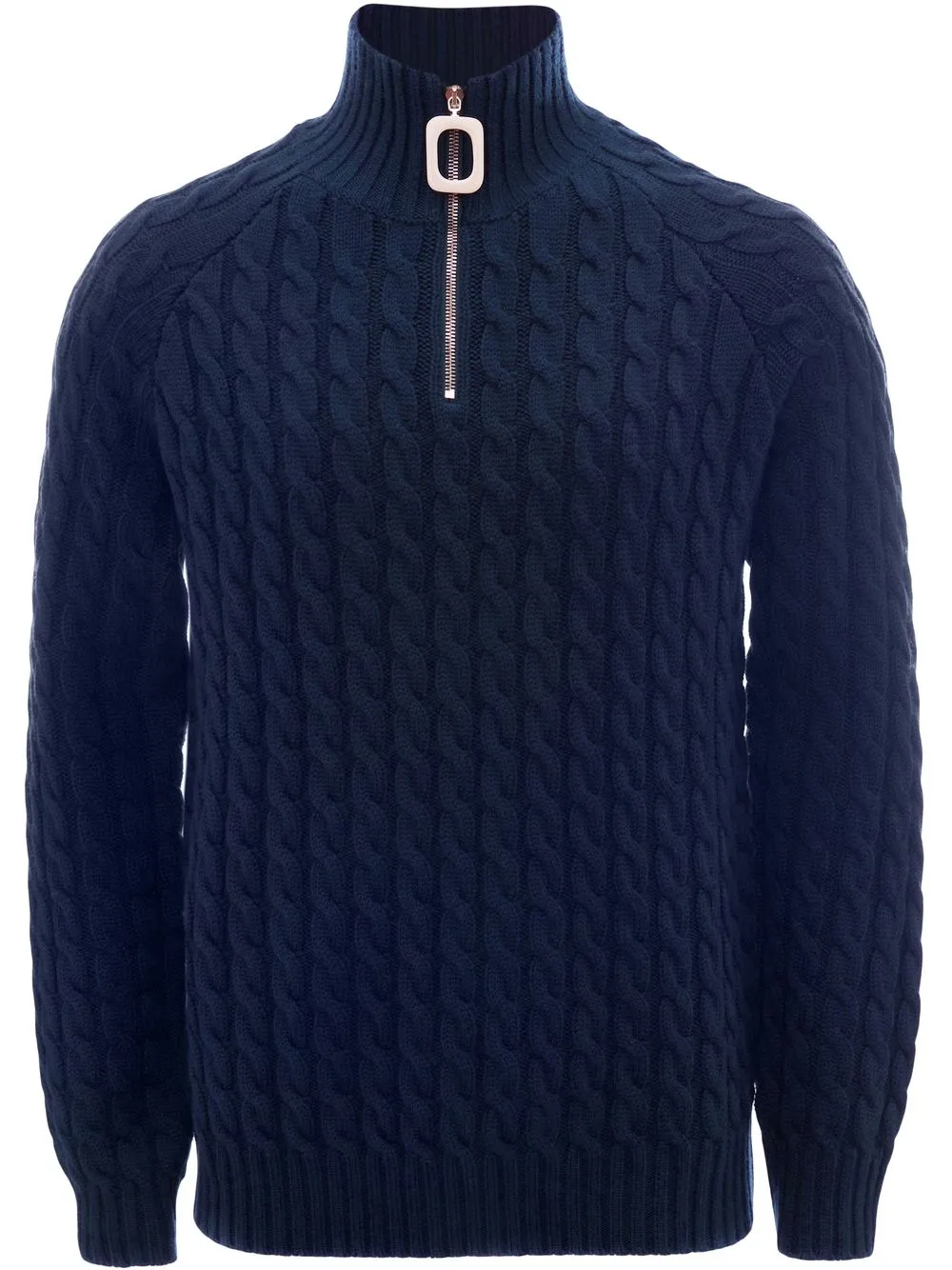 Shop Jw Anderson Henley Cable-knit Jumper In Blue