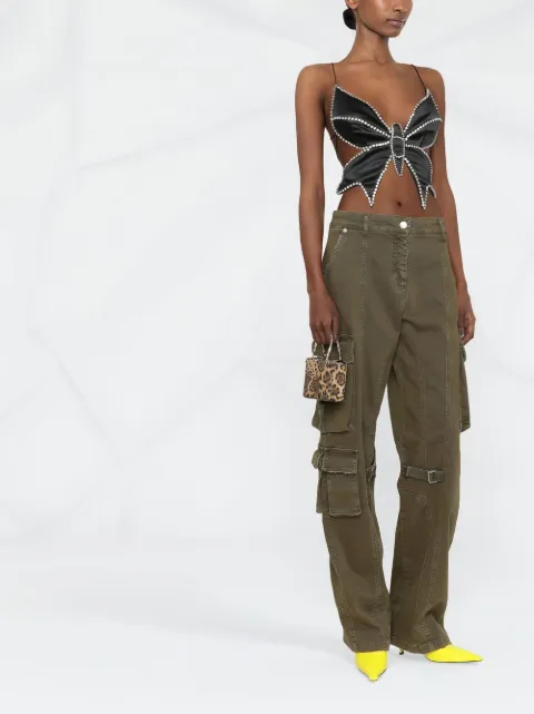 AREA crystal-embellished Butterfly Top 