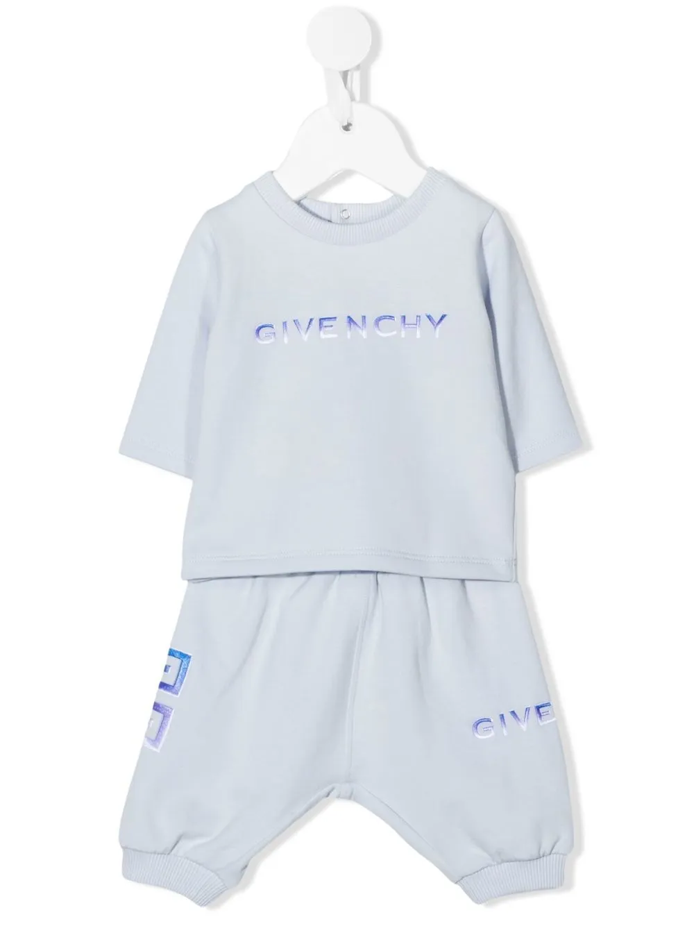 

Givenchy Kids set de pantalones y playera con logo bordado - Azul