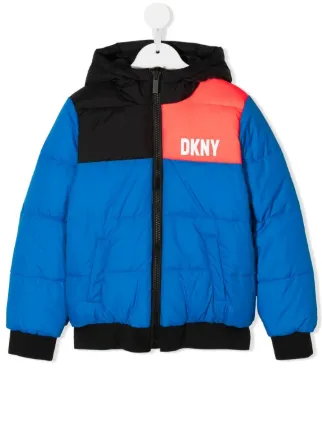 Dkny reversible logo hot sale hooded jacket