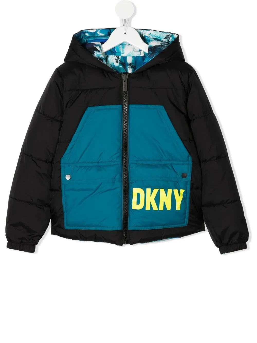 

Dkny Kids chamarra reversible capitonada con capucha - Azul