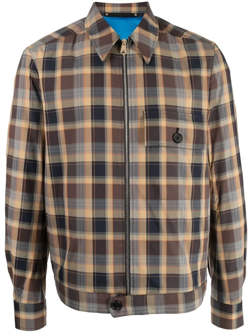 

Paul Smith check-pattern zip-up bomber jacket - Brown