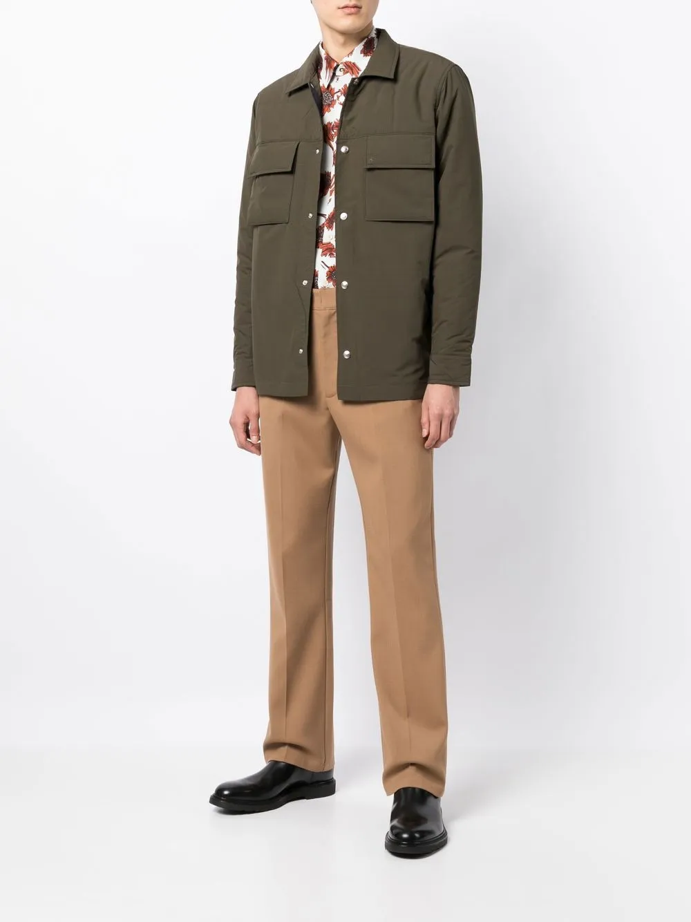 Shop Paul Smith Flap-pocket Press-stud Jacket In Green