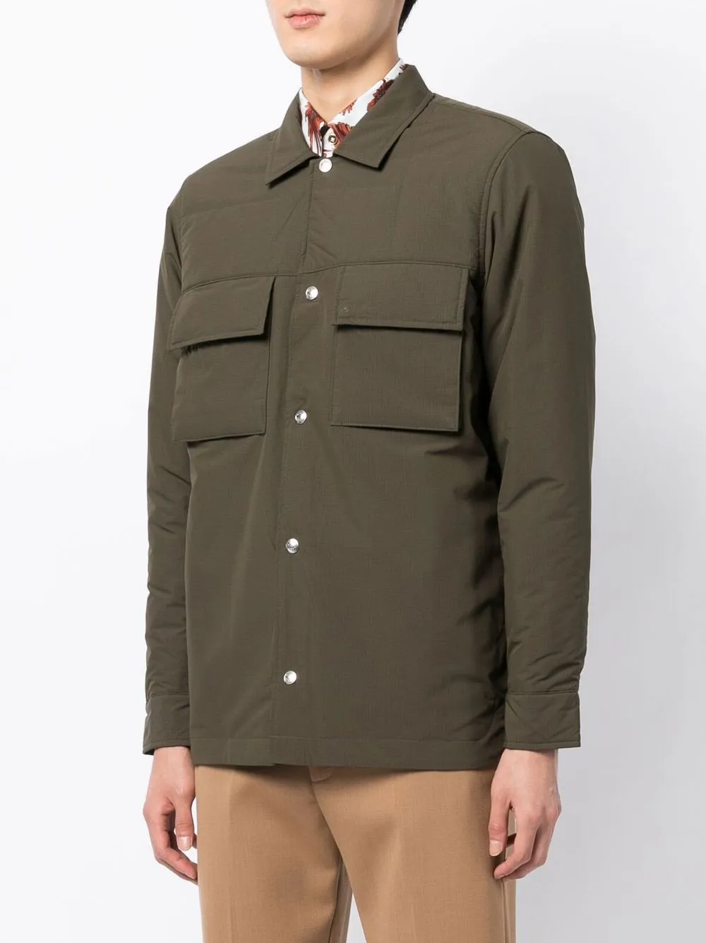 Shop Paul Smith Flap-pocket Press-stud Jacket In Green