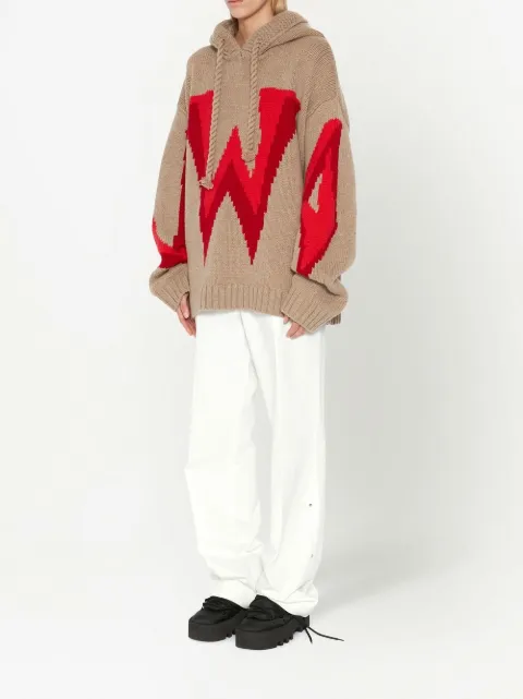 JW Anderson Gothic Logo Intarsia Hoodie - Farfetch