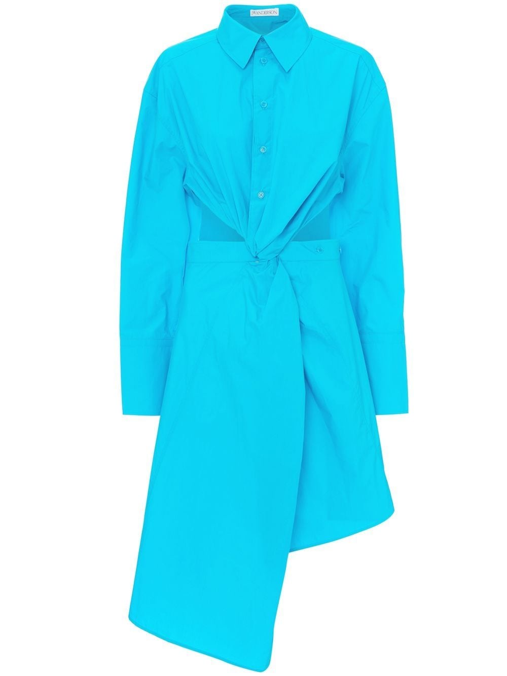 Shop Jw Anderson Twisted Cut-out Shirt Dress In Blue