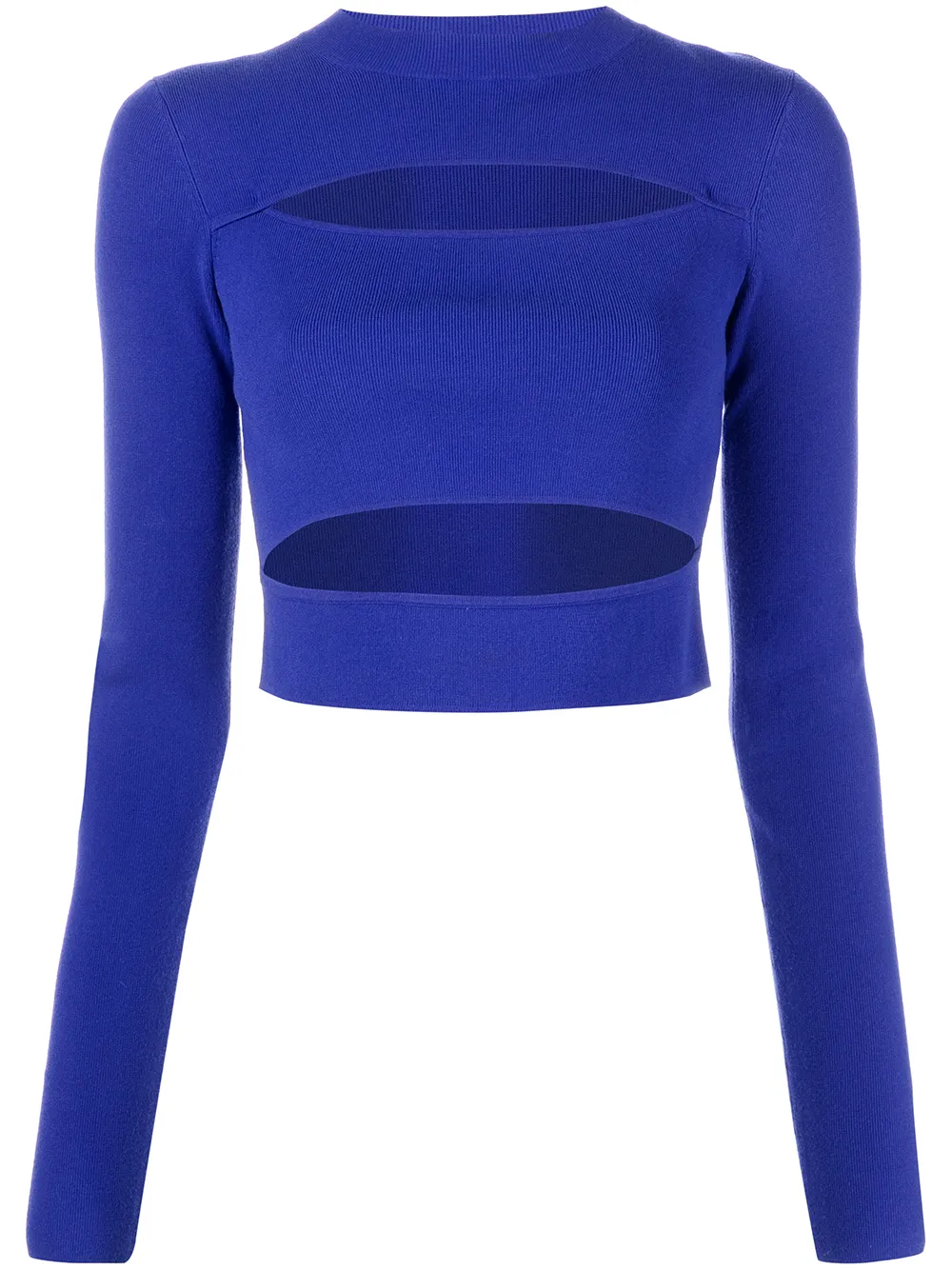 

LAPOINTE cut-out detail fine-ribbed top - Blue