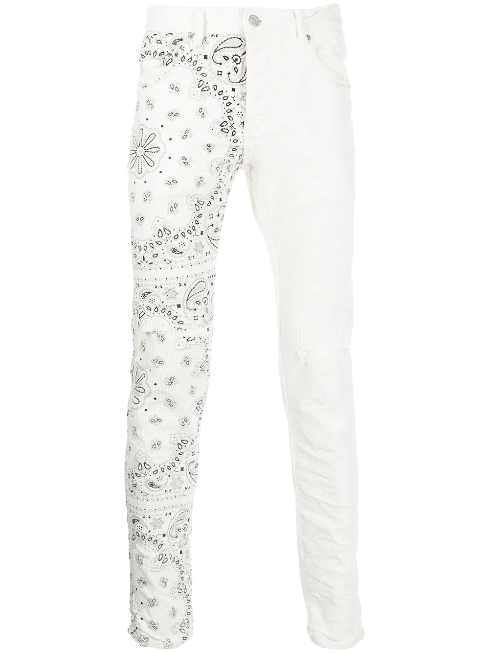 

Purple Brand bandana-print skinny corduroy trousers - White