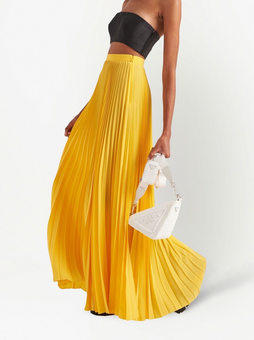 Pleated ombré silk skirt Yellow Farfetch Women Clothing Skirts Pleated Skirts 