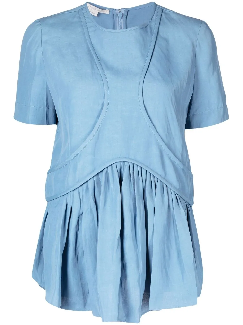 flared short-sleeved blouse