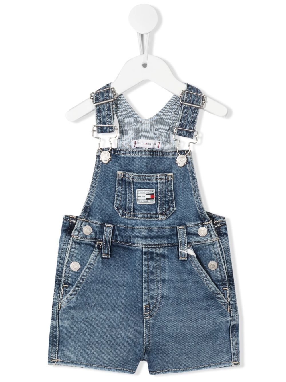 

Tommy Hilfiger Junior logo-patch detail denim playsuit - Blue