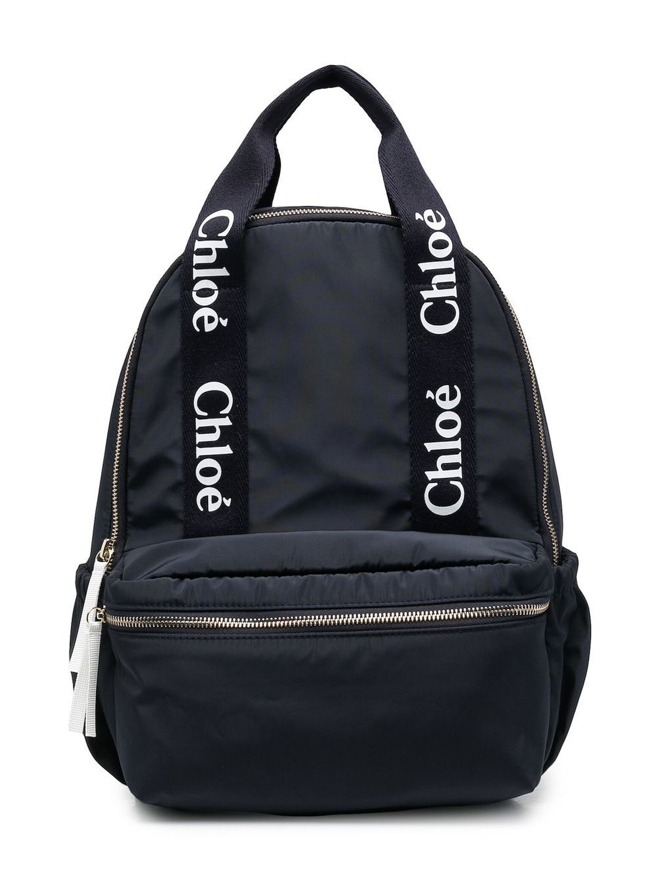 Chloé Kids logostrap zipup backpack blue MODES