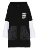 Dkny Kids layered hooded sweater dress - Black
